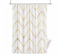 Golden Chevron Shower Curtain for Bathroom, Abstract Lines Geometric Minimalist Waterproof Cloth Fabric Bathroom Accessories Set with 12 Rust Proof Plastic Hooks, 66” x 72”