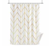 Golden Chevron Shower Curtain for Bathroom, Lines Abstract Geometric Minimalist Waterproof Cloth Fabric Bathroom Accessories Set with 12 Rust Proof Plastic Hooks, 72” x 84”