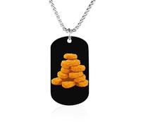 Golden Chicken Nuggets Couples Memorial Necklaces for Women Men Square Titanium Steel Chains Pendant Jewelry Gift