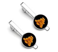 Golden Chicken Nuggets Silver Tie Clip Long Styles Necktie Clip Tie Bar for Business Wedding Graduation