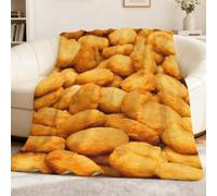 Golden Chicken Nuggets Throw Blanket Flannel Fleece Air Conditioning Quilt Best Gift Lightweight Cozy for Sofa Chair Bedroom L 80"x60" for Adults