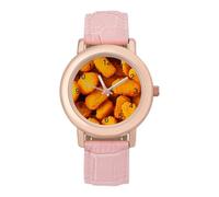 Golden Chicken Nuggets Wrist Watches for Women Men Quartz Stainless Steel Watch Easy to Read
