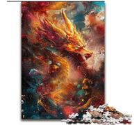 Golden Chinese Dragon Jigsaw Puzzles for Teenagers 1000 Piece, Family Fun Games Fun at Home Activities, Birthday Present, Travel Gifts (26x38cm)