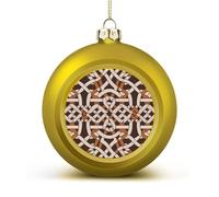 Golden Christmas Balls Ornaments 1.6" Shatterproof Xmas Brown Geometric Pattern Baubles with Hanging String Holiday Decoration for Christmas Tree DIY Wreath Wedding New Year Party Festive Supply