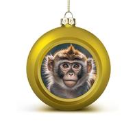 Golden Christmas Balls Ornaments 1.6" Shatterproof Xmas Cute Monkey Baubles with Hanging String Holiday Decoration for Christmas Tree DIY Wreath Wedding New Year Party Festive Supply