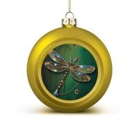 Golden Christmas Balls Ornaments 1.6" Shatterproof Xmas Jewel Dragonfly Baubles with Hanging String Holiday Decoration for Christmas Tree DIY Wreath Wedding New Year Party Festive Supply