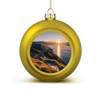 Golden Christmas Balls Ornaments 1.6" Shatterproof Xmas Shining Overlook Baubles with Hanging String Holiday Decoration for Christmas Tree DIY Wreath Wedding New Year Party Festive Supply