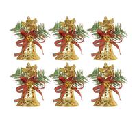 Golden Christmas Bells | 6X Decorative Christmas Bells | Elegant Flower Bow Little Angel Design Golden Bell Festival Decoration Supplies For Faux Tree