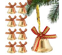 Golden Christmas Bells - Festive Wreath Ornaments with Bows, Decorations for the Christmas Tree, for Home, Office, School, Living Room, Balcony, Front Door, Patio, Garden, Farmhouse