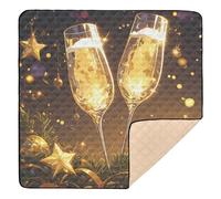 Golden Christmas Champagne Soft Thick Baby Playmat for Floor Comfortable Activity Gym Mat for Babies Infants Toddlers, 50'' x 50''