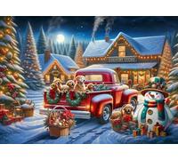 Golden Christmas Jigsaw Puzzle 1000 Piece by Vermont Christmas Company - Fully Interlocking & Randomly Shaped Pieces - 26 5/8" x 19 1/4"