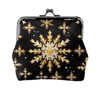 Golden Christmas Snowflake small wallets woman,wallets for women,coin purse for women,small womens wallet,with zipper and kiss lock, Black, One Size, Art Deco