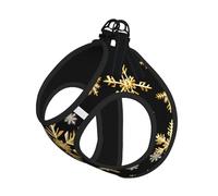Golden Christmas Snowflakes Print Pet Leash Vest,Breathable Mesh Pet Harness, Reflective For Small Medium Dogs Safe Easy Walking