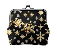 Golden Christmas Snowflakes small wallets woman,wallets for women,coin purse for women,small womens wallet,with zipper and kiss lock, Black, One Size, Art Deco