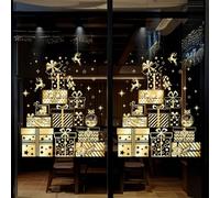 Golden Christmas Stickers Glass Decals Snowflake Tree Festive Decors 2 Pack