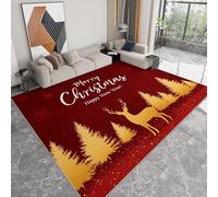 Golden Christmas Tree Stars Area Rugs for Bedroom - Soft Print Carpets - Anti-Slip Backing Machine Washable Tufted Fluffy Rugs for Living Room Classroom Entryway Home Office - Red 160 x 230cm