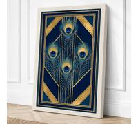 Golden Circles Art Deco Canvas Wall Art Print 18x12 Inch (46 x 30 cm)