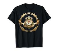 Golden Claddagh Illustration Irish wedding ring Tee T-Shirt