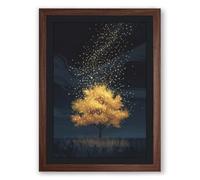 Golden Cloud Over Forest Magical Framed Wall Art Print A1 (84.1×59.4cm) Walnut, Wall Decor for Living Room, Bedroom, Office & Home, Ready to Hang, Art Gift
