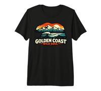 Golden Coast Wild Soul California Surf Bear Sunset Premium T-Shirt