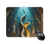 Golden Cobra in Egyptian Pyramid Square Mouse Pads Non-Slip Rubber Base Mouse Mat Cute Mousepad Funny Computer Desk Accessories for Office Home Gaming Work 20 * 25cm