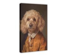 Golden Cockapoo Portrait, Dog in Human Clothes, Altered Art Print, Animal Head Human Body-1