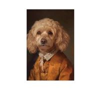 Golden Cockapoo Portrait, Dog in Human Clothes, Altered Art Print, Animal Head Human Body-1