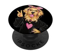Golden Cocker Spaniel Girl Peace Sign Kawaii Graphic Playful PopSockets Adhesive PopGrip