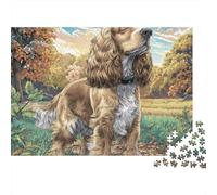 Golden Cocker Spaniel Jigsaw Puzzle for Adults 1000 Piece Jigsaw Puzzle Autumn Meadow Puzzle Game for Family Stress Relief Home Decor 70x50cm/1000pcs