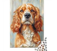 Golden Cocker Spaniel Portrait 1000-Piece Adult Jigsaw Puzzle, 38x26cm/1000pcs; Low-dust White Pieces for Sorting; Family Table Time Without A Screen