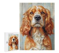 Golden Cocker Spaniel Portrait, 500 PCS Adult Tabletop Puzzle, Winter Gift - to Assemble, Frame And Display
