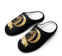 Golden Color Mermaid Moon Men's Cotton Slippers | Cozy Slip on Slippers Memory Foam Warm House Shoes for Indoor Outdoor