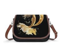 Golden Color Mermaid Moon Women's Crossbody Bag Fashion Shoulder Handbags Message Tote Bag with Adjustable Strap