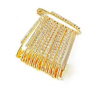 Golden Colour Diamonds Designer Safety pin Saree pin one Side of Safety pin - 12 Pack