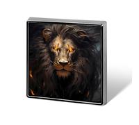 Golden Cool Lion Custom Lapel Pins Square Brooch Tie Suit Dress Accessories for Men Women Wedding Birthday