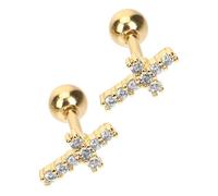 Golden Copper Cross Tragus Earrings Studs for Daily Wear | Shiny Finish, Smooth Edges, Long Durability, Festival Style, One Pair for Pierced Ears