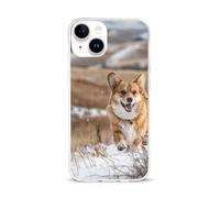 Golden Corgi Dog Walks in Snow Compatible with iPhone 15/15 Plus/15 Pro/15 Pro Max Phone Case TPU Protective Cover Shockproof Anti-Scratch