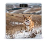 Golden Corgi Dog Walks in Snow Digital Bathroom Weighing Scales for Body Weight LCD Display