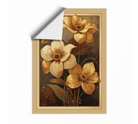 Golden Cosmos Blooms Botanical Unframed Wall Art Print A4 (29.7×21cm), Wall Decor for Living Room, Bedroom, Office & Home, Art Gift