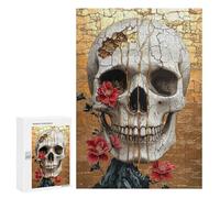 Golden Cracked Skull Art Print-1 Puzzle 1000 Teile Schwer Puzzle Spielzeug Lernspiel Impossible Herausforderungsspielzeug Für Erwachsene Kinder 300 PCS