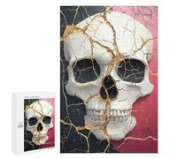 Golden Cracked Skull Art Print Puzzle 1000 Teile Schwer Puzzle Spielzeug Lernspiel Impossible Herausforderungsspielzeug Für Erwachsene Kinder 1000 PCS