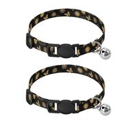 Golden Cranes Clouds Black Metal Bell Included Cat Collars 2 Pack Lightweight Pet Collar for Cats and Dogs