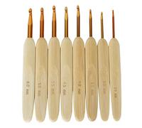 Golden Crochet Hooks Crochet Hooks Set Premium Bamboo Handle Alumina Head Crochet Hooks Needles for Ergonomic Knitting Craft 2.5mm-6.0mm 8pcs