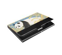 Golden Crops Panda Slim business card holder travel With Leather & Stainless Steel name card holder for Women or Men