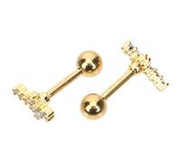 Golden Cross Earrings for Women, Copper Tragus Piercing Jewelry | Shiny Finish, Smooth Edges, Daily Life and Festival Wear, One Pair for Cartilage Ear