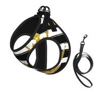 Golden Crown Glitter With Black And White Stripes,Pet Harness,Adjustable Reflective Dog Harness,Pet Leash Vest,S