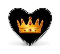 Golden Crowned Heart Metal Brooches 1 Inch Decorative Badges Exquisite Decorations Pins for Clothing