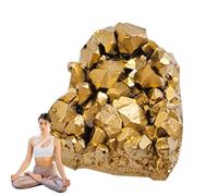 Golden Crystal Clusters - Natural Raw Crystals, Mineral Specimen | Electroplated Raw Cluster, Unique Stone Raw Pyrite Crystal Fools for Home Decoration Crafting Energy Balancing Spiritual Gadget