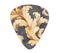 Golden curling grassGuitar Picks, 12-Piece Pattern Set, Three Different Thicknesses for Acoustic Electric Guitar and Other Instruments