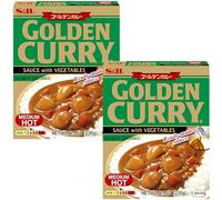 Golden Curry Medium Hot Pack 2 (230g Each) - Japanese Curry Sauce with Vegetables, 1 Serving, No Meat Contained - Japanese Blocks, Simple to Prepare, Perfect for Rich & Flavorful Dishes
